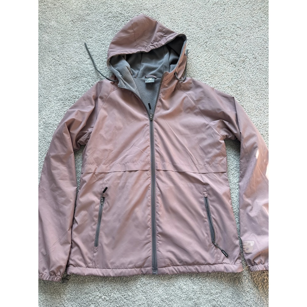 New Balance Womens Mauve Fleece Lined Hooded Windbreaker Jacket Small P.O. 9945